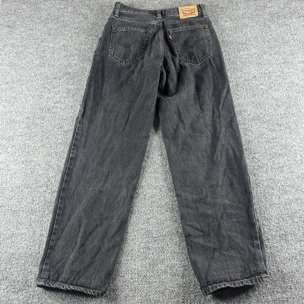 Levis 94 Baggy Jeans Womens 26 Black Charcoal Wash Relaxed Straight Denim - Picture 5 of 8